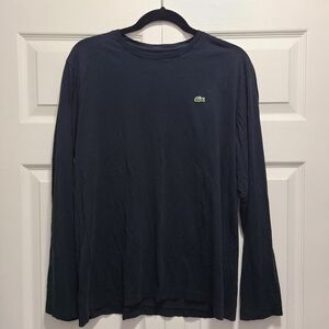 Lacoste Black Long Sleeve Tee Lacoste LOGO shirtthe iconic crocodile flaw Holes‎